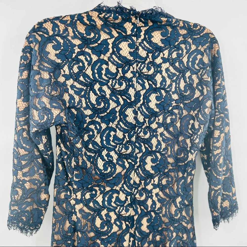 Tadashi Shoji Blue lace dress half sleeve size 4 - Picture 6 of 7